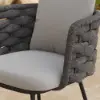 2-Pieces Mid-Century Modern Aluminium & Ropes Outdoor Patio Dining Chair Dark Grey