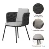 2-Pieces Mid-Century Modern Aluminium & Ropes Outdoor Patio Dining Chair Dark Grey