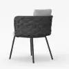 2-Pieces Mid-Century Modern Aluminium & Ropes Outdoor Patio Dining Chair Dark Grey