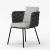 2-Pieces Mid-Century Modern Aluminium & Ropes Outdoor Patio Dining Chair Dark Grey