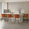 Cranis Orange Velvet Counter Stool with Upholstered, 1 Piece