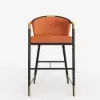 Cranis Orange Velvet Counter Stool with Upholstered, 1 Piece