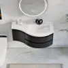 90 cm Floating Curved Bathroom Vanity in Black Right Offset Single Sink Bathroom Cabinet