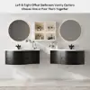90 cm Floating Curved Bathroom Vanity in Black Right Offset Single Sink Bathroom Cabinet