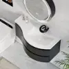 90 cm Floating Curved Bathroom Vanity in Black Right Offset Single Sink Bathroom Cabinet