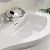 90 cm Floating Curved Bathroom Vanity in White Right Offset Single Sink Bathroom Cabinet