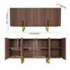 Grovyn 1600mm Buffet Sideboard Sintered Stone Top Walnut Fluted with Adjustable Shelves