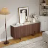 Grovyn 1600mm Buffet Sideboard Sintered Stone Top Walnut Fluted with Adjustable Shelves