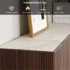 Grovyn 1600mm Buffet Sideboard Sintered Stone Top Walnut Fluted with Adjustable Shelves