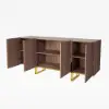 Grovyn 1600mm Buffet Sideboard Sintered Stone Top Walnut Fluted with Adjustable Shelves