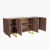 Grovyn 1600mm Buffet Sideboard Sintered Stone Top Walnut Fluted with Adjustable Shelves