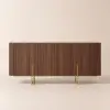 Grovyn 1600mm Buffet Sideboard Sintered Stone Top Walnut Fluted with Adjustable Shelves