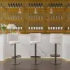 Modern Warm White & Black Velvet Swivel Bar Stool with Adjustable Height, 1 Piece