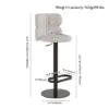 Modern Warm White & Black Velvet Swivel Bar Stool with Adjustable Height, 1 Piece