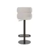 Modern Warm White & Black Velvet Swivel Bar Stool with Adjustable Height, 1 Piece