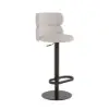 Modern Warm White & Black Velvet Swivel Bar Stool with Adjustable Height, 1 Piece