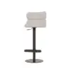 Modern Warm White & Black Velvet Swivel Bar Stool with Adjustable Height, 1 Piece