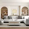 White Modern Square Coffee Table with Drawers Sintered Stone Top & Metal Legs