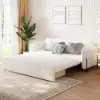 200 cm 3-Seater Warm White Boucle Convertible Sleeper Sofa with Storage & Pillows