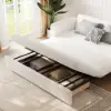 200 cm 3-Seater Warm White Boucle Convertible Sleeper Sofa with Storage & Pillows