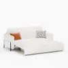 200 cm 3-Seater Warm White Boucle Convertible Sleeper Sofa with Storage & Pillows