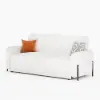 200 cm 3-Seater Warm White Boucle Convertible Sleeper Sofa with Storage & Pillows