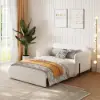Picture of 135 cm 1-Seater Warm White Boucle Convertible Sleeper Sofa with Storage & Pillows – AUD-H2095