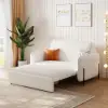 Picture of 135 cm 1-Seater Warm White Boucle Convertible Sleeper Sofa with Storage & Pillows – AUD-H2095