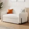 Picture of 135 cm 1-Seater Warm White Boucle Convertible Sleeper Sofa with Storage & Pillows – AUD-H2095