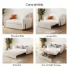 Picture of 135 cm 1-Seater Warm White Boucle Convertible Sleeper Sofa with Storage & Pillows – AUD-H2095