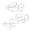 Picture of 135 cm 1-Seater Warm White Boucle Convertible Sleeper Sofa with Storage & Pillows – AUD-H2095