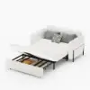 Picture of 135 cm 1-Seater Warm White Boucle Convertible Sleeper Sofa with Storage & Pillows – AUD-H2095
