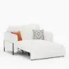 Picture of 135 cm 1-Seater Warm White Boucle Convertible Sleeper Sofa with Storage & Pillows – AUD-H2095