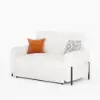 Picture of 135 cm 1-Seater Warm White Boucle Convertible Sleeper Sofa with Storage & Pillows – AUD-H2095