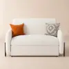 Picture of 135 cm 1-Seater Warm White Boucle Convertible Sleeper Sofa with Storage & Pillows – AUD-H2095