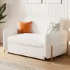 135 cm 1-Seater White Corduroy Convertible Sleeper Sofa with Storage & Pillows – AUD-H2096