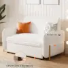 135 cm 1-Seater White Corduroy Convertible Sleeper Sofa with Storage & Pillows – AUD-H2096