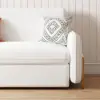 135 cm 1-Seater White Corduroy Convertible Sleeper Sofa with Storage & Pillows – AUD-H2096