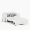 135 cm 1-Seater White Corduroy Convertible Sleeper Sofa with Storage & Pillows – AUD-H2096