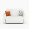 135 cm 1-Seater White Corduroy Convertible Sleeper Sofa with Storage & Pillows – AUD-H2096