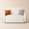 135 cm 1-Seater White Corduroy Convertible Sleeper Sofa with Storage & Pillows – AUD-H2096