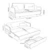 200 cm 3-Seater White Corduroy Convertible Sleeper Sofa with Storage & Pillows – AUD-H2097