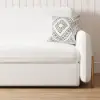 200 cm 3-Seater White Corduroy Convertible Sleeper Sofa with Storage & Pillows – AUD-H2097