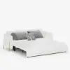 200 cm 3-Seater White Corduroy Convertible Sleeper Sofa with Storage & Pillows – AUD-H2097