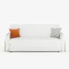 200 cm 3-Seater White Corduroy Convertible Sleeper Sofa with Storage & Pillows – AUD-H2097