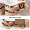 35" Floating Single Curved Bathroom Vanity with Sink & Storage – Natural Left Offset