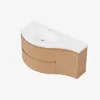 35" Floating Single Curved Bathroom Vanity with Sink & Storage – Natural Left Offset