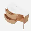 35" Floating Single Curved Bathroom Vanity with Sink & Storage – Natural Left Offset