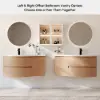 35" Floating Single Curved Bathroom Vanity with Sink & Storage – Natural Right Offset