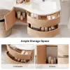 35" Floating Single Curved Bathroom Vanity with Sink & Storage – Natural Right Offset